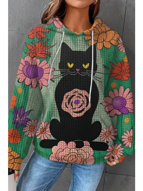 Waffle Fashion Print Casual Hoodie