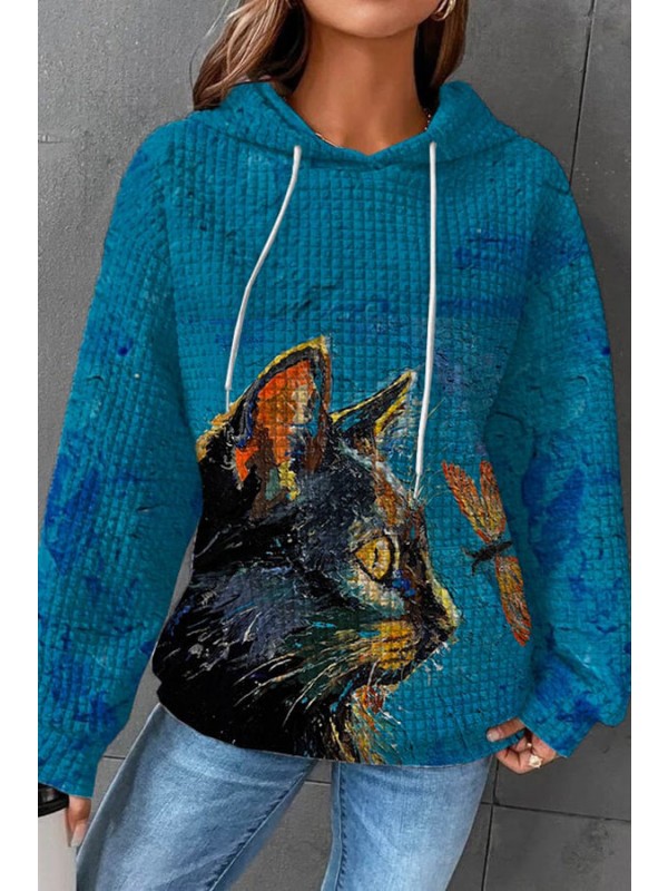 Waffle Fashion Print Casual Hoodie