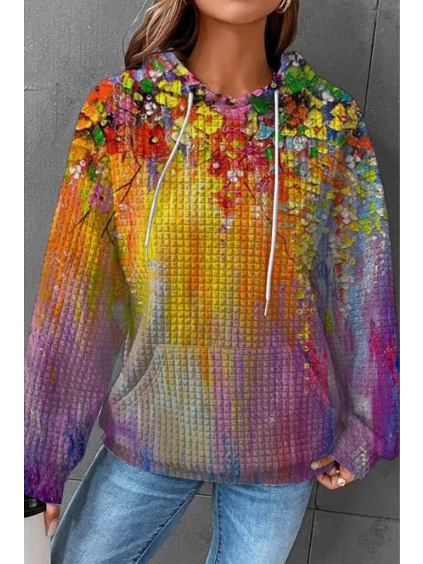 Waffle Fashion Print Casual Hoodie