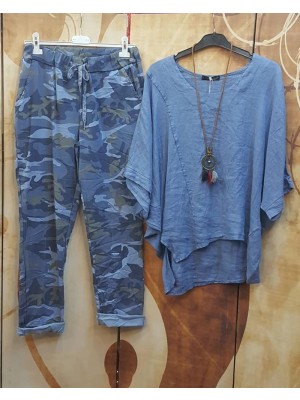Irregular Hem Big Round Neck FivePoint Sleeve TwoPiece Suit