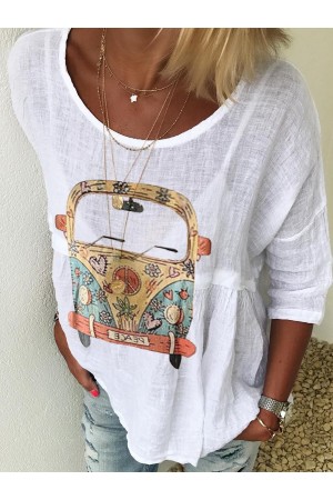 Linen Loose Half Sleeved Top