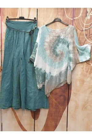 Crew Neck Short Sleeve Two Piece Suit