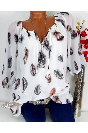Vintage Long Sleeve Off Shoulder Casual Plus Size Blouse