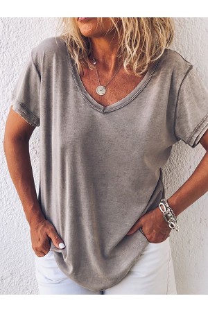 Casual Short Sleeve Gray TShirt