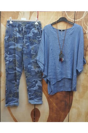 Irregular Hem Big Round Neck FivePoint Sleeve TwoPiece Suit
