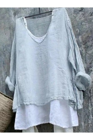 Women Thin Summer Linen Plus Size Tops