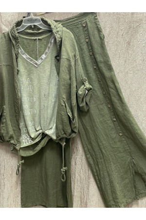 Casual Zipper Hooded Coat And Pants Set