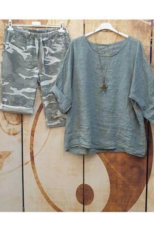 Summer Solid Color Casual Style Short Sleeve Suit