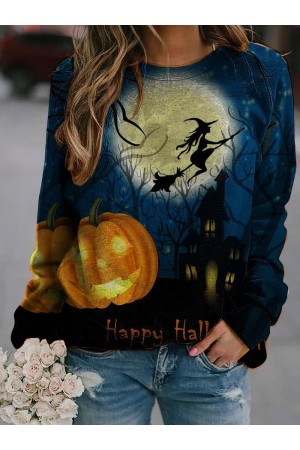 Women's Halloween Castle Printed Hoodie