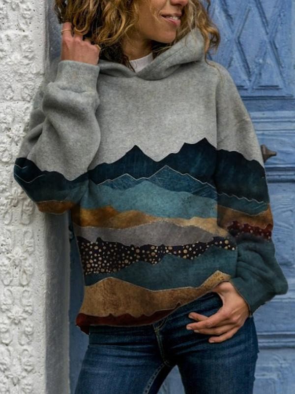 Mountain print women's hoodie sweatshirt