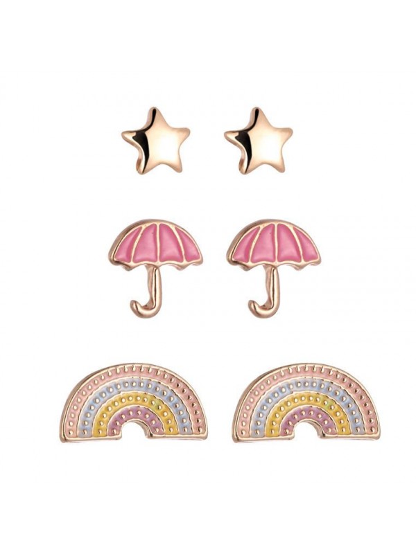 Cartoon fashion rainbow umbrella fivepointed star children's earrings set