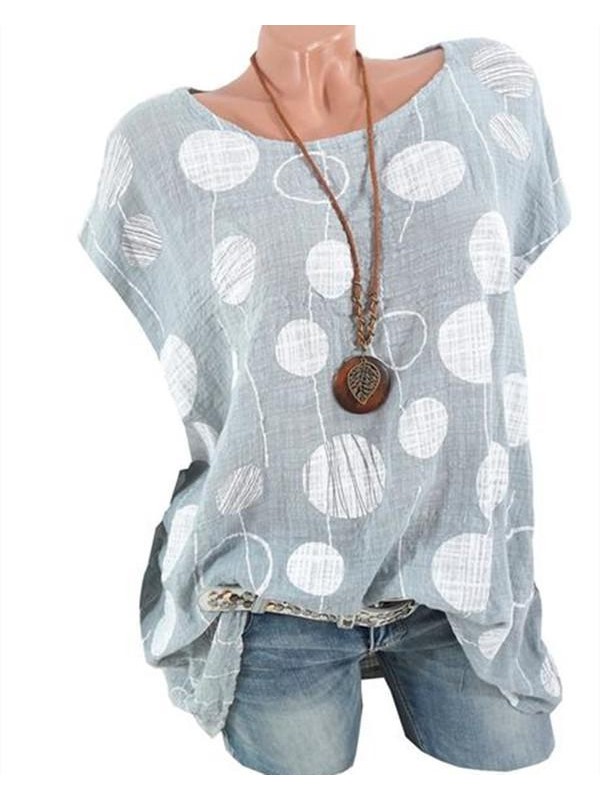 Plus Size Polka Dots Casual Bat Sleeveless Blouse