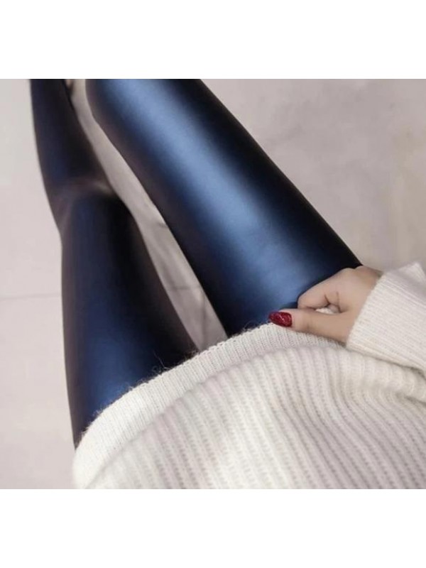 Shiny Fleece Lined Faux Leather Womens Leggings  Multiple Colors
