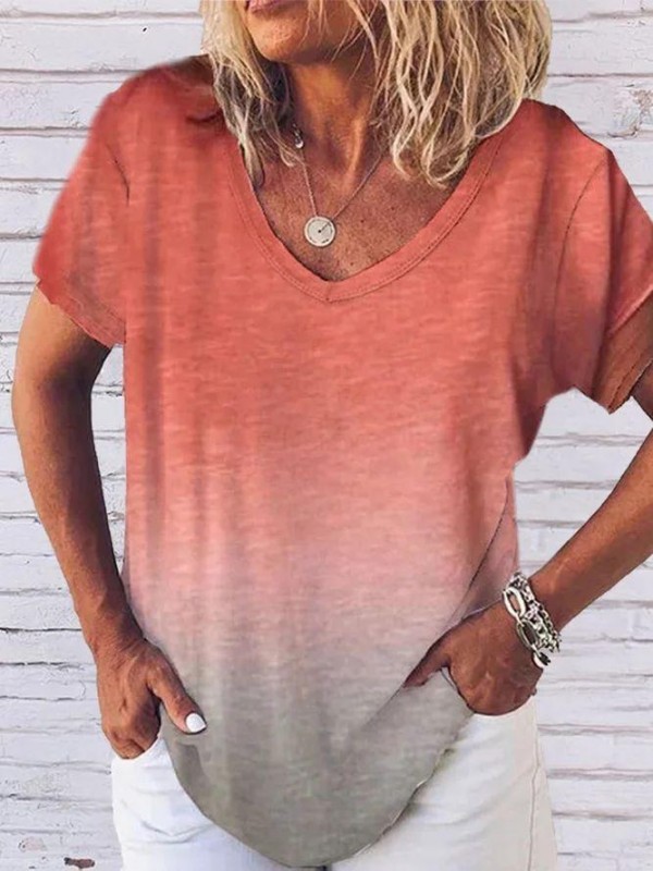 Gradient Color Short Sleeve Shirt