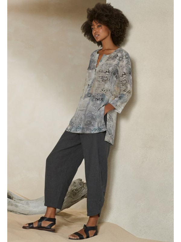 LINEN & COTTON CROPPED TROUSERS