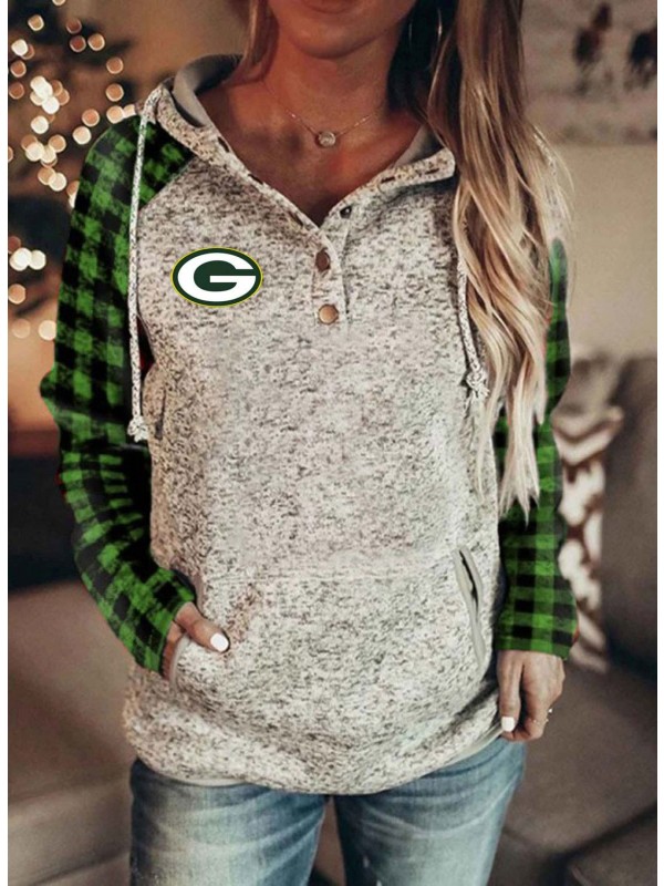 Women's Hoodies Drawstring Long Sleeve Letter Color Block Plaid Daily Hoodies With Pockets