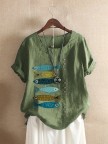 Casual Short Sleeve Round Neck Fish Print TShirt