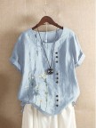 Shift Crew Neck Casual Floral Shirts & Tops