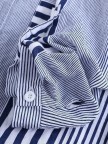 Patchwork Stripe Print Stand Collar Irregular Casual Shirts