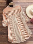 Patchwork Stripe Print Stand Collar Irregular Casual Long Sleeve Shirt