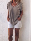 Casual Short Sleeve Gray TShirt