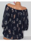 Vintage Long Sleeve Off Shoulder Casual Plus Size Blouse