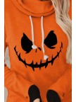 Women's Sweatshirts Halloween Face Print Turtleneck Sweatshirt