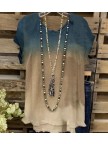 Ombre/tieDye Short Sleeve Casual Shirts & Tops