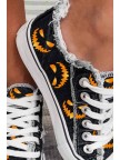 Women's Sneakers Halloween Face Print Laceup Canvas Sneakers