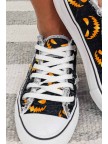 Women's Sneakers Halloween Face Print Laceup Canvas Sneakers