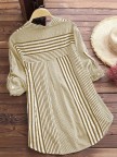 Patchwork Stripe Print Stand Collar Irregular Casual Long Sleeve Shirt